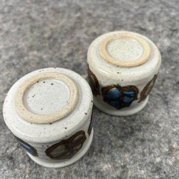 VTG Pair of Otagiri Speckled Leaf Print Japanese Stoneware Tea Cups Stackable - Picture 11 of 11